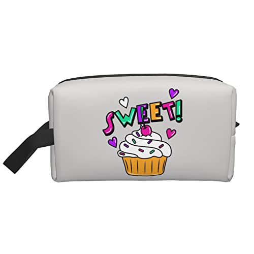 Bunte Cupcakes Weiße Make-up-Tasche Reise-Toilettenartikel Make-up-Organizer Reisen Große Kapazität Tragbare Reise-Kosmetiktaschen für Frauen Mädchen von DJNGN