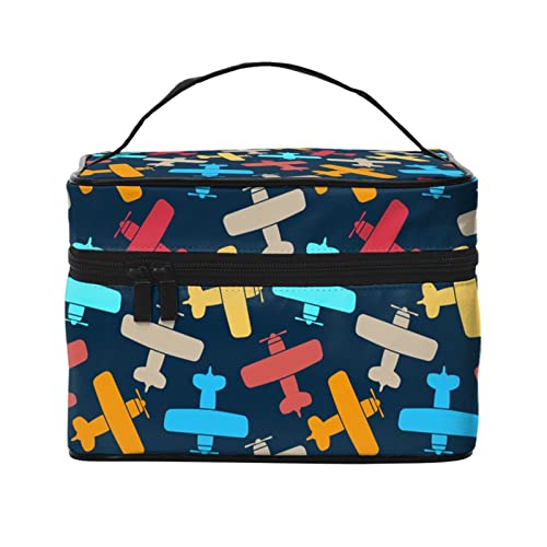 Bunte Make-up-Tasche mit Flugzeug-Motiv, Reise-Kosmetiktasche für Frauen und Mädchen, große Make-up-Organizer-Tasche, tragbare Kulturtasche, Reiseutensilien von DJNGN