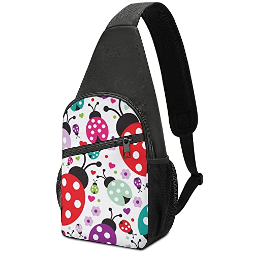 Bunte Marienkäfer-Crossbody-Rucksack-Schultertasche, leichte Schultertasche mit einem Riemen, für Reisen, Wandern, Tagesrucksack von DJNGN