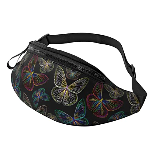 Butterfly Casual Fanny Hüfttasche für Männer Frauen Verstellbarer Gürtel Hüfttasche für Reisen, Wandern, Radfahren, Laufen, Festival, Rave von DJNGN