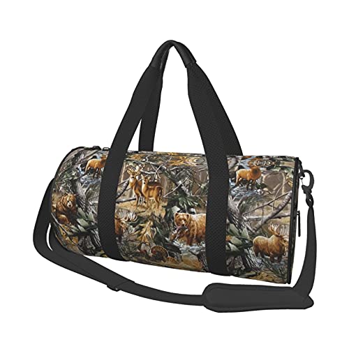 Camo Deer Tree Hunting Bear Elch Reise-Seesäcke für Fitnessstudio, Sportgepäck, große Reise-Einkaufstasche, Übernachtungs- und Wochenendtaschen für Männer und Frauen von DJNGN