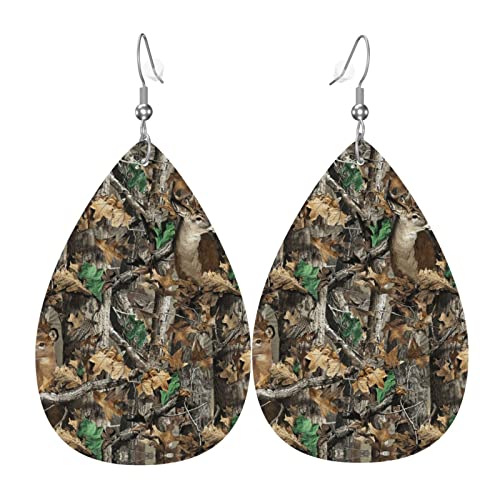 Camo Hirsch Leder Ohrringe für Frauen baumeln Ohrring Tropfen Anhänger mit Haken Geschenke für Erwachsene Mädchen von DJNGN