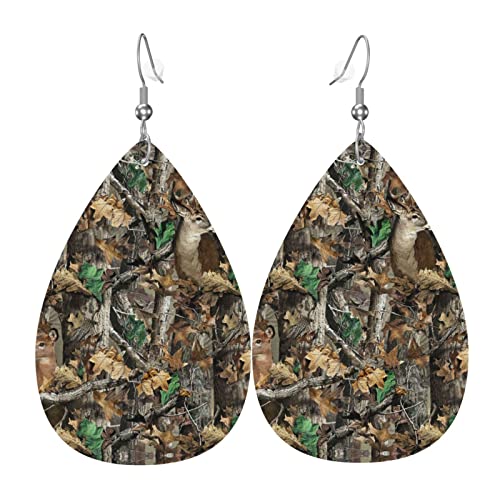 Camo Hirsch Leder Ohrringe für Frauen baumeln Ohrring Tropfen Anhänger mit Haken Geschenke für Erwachsene Mädchen von DJNGN