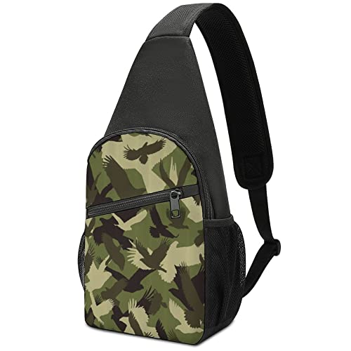 Camouflage Camo Eagle Umhängetasche, leicht, Schultertasche mit einem Riemen, für Reisen, Wandern, Tagesrucksack von DJNGN