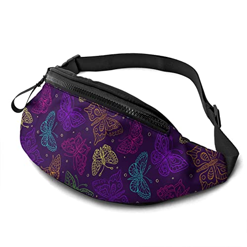 Cartoon Bright Butterfly Gürteltasche für Männer und Frauen, Crossbody-Gürteltasche, Gürteltasche für Reisen, Wandern, Laufen, Wandern, Radfahren von DJNGN