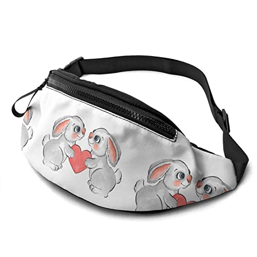 Cartoon-Kaninchen-Herz-Gürteltasche für Männer und Frauen, Crossbody-Gürteltasche, Gürteltasche für Reisen, Wandern, Laufen, Wandern, Radfahren von DJNGN