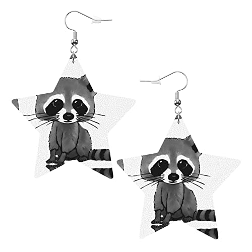 Cartoon niedlicher Waschbär PVC Kunstleder sternförmige Ohrringe Anhänger von DJNGN