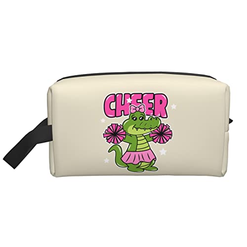 Cheer The Crocodile Beige Make-up-Tasche, Reise-Toilettenartikel, Make-up-Organizer, große Kapazität, tragbare Reise-Kosmetiktaschen für Frauen und Mädchen von DJNGN