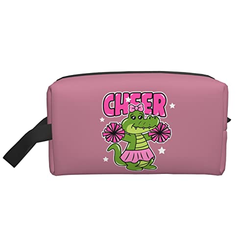 Cheer The Crocodile Dunkelrosa Make-up-Tasche, Reise-Toilettenartikel, Make-up-Organizer, große Kapazität, tragbare Reise-Kosmetiktaschen für Frauen und Mädchen von DJNGN