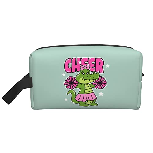 Cheer The Crocodile Hellgrüne Kosmetiktasche, Reise-Toilettenartikel, Make-up-Organizer, große Kapazität, tragbare Reisekosmetiktaschen für Frauen und Mädchen von DJNGN