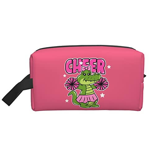 Cheer The Crocodile Peach Pink Make-up-Tasche, Reise-Toilettenartikel, Make-up-Organizer, große Kapazität, tragbare Reise-Kosmetiktaschen für Frauen und Mädchen von DJNGN