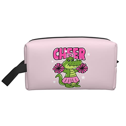 Cheer The Crocodile Pink Make-up-Tasche, Reise-Toilettenartikel, Make-up-Organizer, große Kapazität, tragbare Reise-Kosmetiktaschen für Frauen und Mädchen von DJNGN