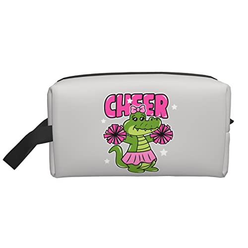 Cheer The Crocodile White Make-up-Tasche, Reise-Toilettenartikel, Make-up-Organizer, große Kapazität, tragbare Reise-Kosmetiktaschen für Frauen und Mädchen von DJNGN