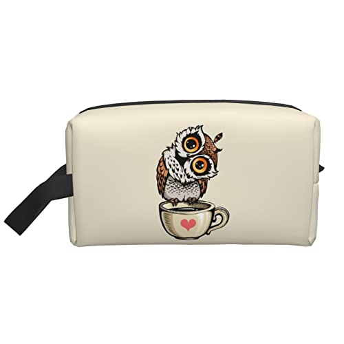 Cocked Owls and Coffee Beige Make-up-Tasche Reise-Toilettenartikel Make-up-Organizer Reisen Große Kapazität Tragbare Reise-Kosmetiktaschen für Frauen Mädchen von DJNGN