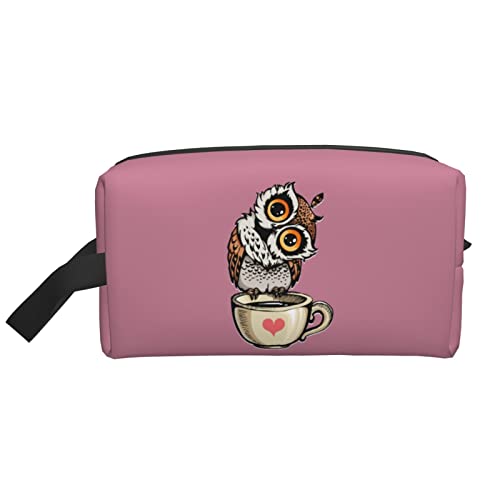 Cocked Owls and Coffee Dunkelrosa Make-up-Tasche Reise-Toilettenartikel Make-up-Organizer Reisen Große Kapazität Tragbare Reise-Kosmetiktaschen für Frauen Mädchen von DJNGN