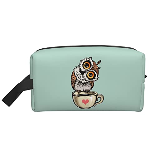 Cocked Owls and Coffee Hellgrüne Make-up-Tasche Reise-Toilettenartikel Make-up-Organizer Reise Große Kapazität Tragbare Reise-Kosmetiktaschen für Frauen Mädchen von DJNGN