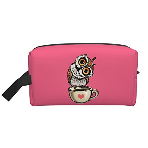 Cocked Owls and Coffee Pfirsichrosa Make-up-Tasche Reise-Toilettenartikel Make-up-Organizer Reisen Große Kapazität Tragbare Reise-Kosmetiktaschen für Frauen Mädchen von DJNGN