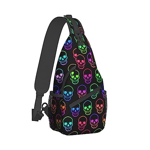 Coole Brusttasche für Damen, Turnbeutel, modischer Sling-Schulterrucksack, Outdoor-Sport-Tagesrucksack, kompatibel mit Neon Skulls, verstellbare Mehrzwecktasche, kleine Kameratasche für den täglichen von DJNGN