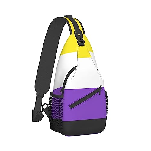 Coole Brusttasche für Damen, Turnbeutel, modischer Sling-Schulterrucksack, Outdoor-Sport-Tagesrucksack, kompatibel mit Non Binary Pride Flag, verstellbare Mehrzwecktasche, kleine Kameratasche für den von DJNGN