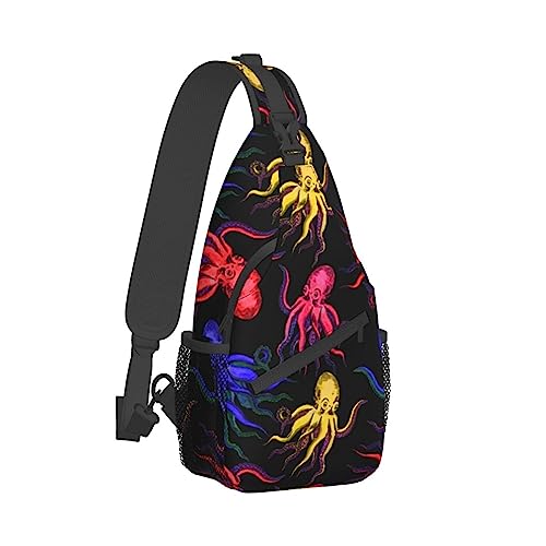 Coole Brusttasche für Damen, Turnbeutel, modischer Sling-Schulterrucksack, Outdoor-Sport-Tagesrucksack, kompatibel mit Trippy Octopus, verstellbare Mehrzwecktasche, kleine Kameratasche für den täglich von DJNGN