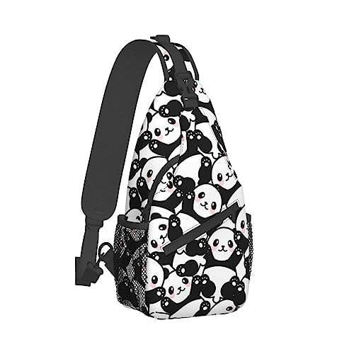 Coole Brusttasche für Damen, Turnbeutel, modischer Sling-Schulterrucksack, Outdoor-Sport-Tagesrucksack, kompatibel mit niedlichem Cartoon-Panda, verstellbare Mehrzwecktasche, kleine Kameratasche für d von DJNGN