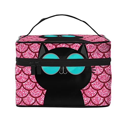 Coole Katze mit Brille, Make-up-Tasche, Kulturbeutel für Frauen, Kosmetiktasche, Reise-Kulturbeutel, Make-up-Reisetasche, Make-up-Organizer, große Make-up-Tasche Coole Katze mit Brille, Make-up-Tasche, Kulturbeutel für Frauen, Kosmetiktasche, Reise-Kulturbeutel, Make-up-Reisetasche, Make-up-Organizer, große Make-up-Tasche von DJNGN