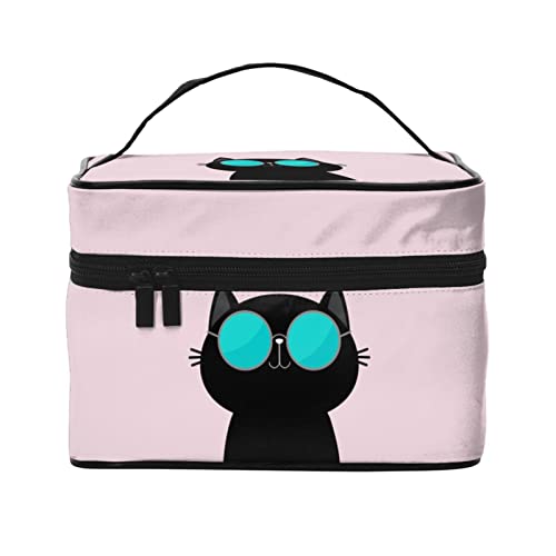 Kulturbeutel mit Aufschrift Coole Katze mit Brille, Hellrosa, für Damen, Kosmetiktasche, Reise-Toilettenartikel, Make-up-Organizer Kulturbeutel mit Aufschrift Coole Katze mit Brille, Hellrosa, für Damen, Kosmetiktasche, Reise-Toilettenartikel, Make-up-Organizer von DJNGN