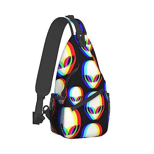Cooler Sling-Rucksack, kompatibel mit Trippy Aliens Pattern, leichte Sling-Umhängetasche, Outdoor-Brust-Crossbody-Bike-Gym-Runner-Tagesrucksack mit verstellbarem Riemen für Männer und Frauen Cooler Sling-Rucksack, kompatibel mit Trippy Aliens Pattern, leichte Sling-Umhängetasche, Outdoor-Brust-Crossbody-Bike-Gym-Runner-Tagesrucksack mit verstellbarem Riemen für Männer und Frauen von DJNGN