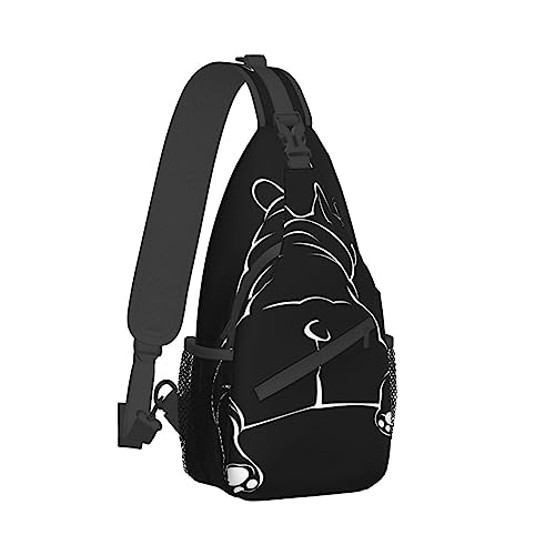 Cooler Sling-Rucksack, kompatibel mit lustigen französischen Bulldoggen-Welpen, leichte Sling-Umhängetasche, Outdoor-Brust-Crossbody-Bike-Gym-Läufer-Tagesrucksack mit verstellbarem Riemen für Männer u von DJNGN