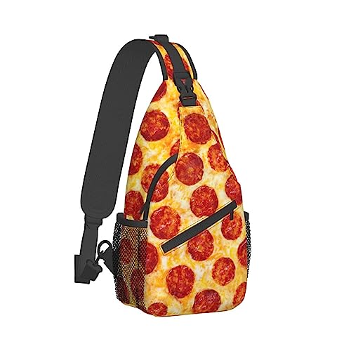 Cooler Sling-Rucksack kompatibel mit Pepperoni Pizza, leichte Sling-Umhängetasche, Outdoor-Brust-Crossbody-Bike-Gym-Runner-Tagesrucksack mit verstellbarem Riemen für Männer und Frauen Cooler Sling-Rucksack kompatibel mit Pepperoni Pizza, leichte Sling-Umhängetasche, Outdoor-Brust-Crossbody-Bike-Gym-Runner-Tagesrucksack mit verstellbarem Riemen für Männer und Frauen von DJNGN