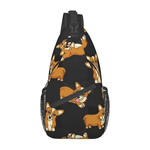 Corgi Sling Rucksack Reise Umhängetasche Casual Brust Umhängetasche Mode Fanny Pack von DJNGN