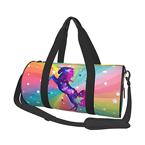 Cosmic UnicornStars Regenbogen-Reisetaschen, Fitnessstudio, Sportgepäck, große Reisetasche, Übernachtungs- und Wochenendtaschen für Männer und Frauen von DJNGN