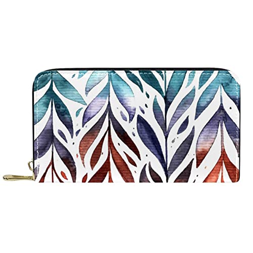 DJNGN Brieftasche Leder Leder Reißverschluss Lange Geldbörse Blatt von DJNGN