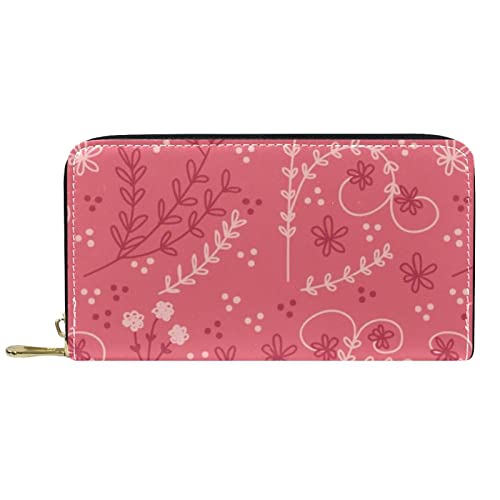 DJNGN Brieftasche Leder Leder Reißverschluss Lange Geldbörse Blume von DJNGN