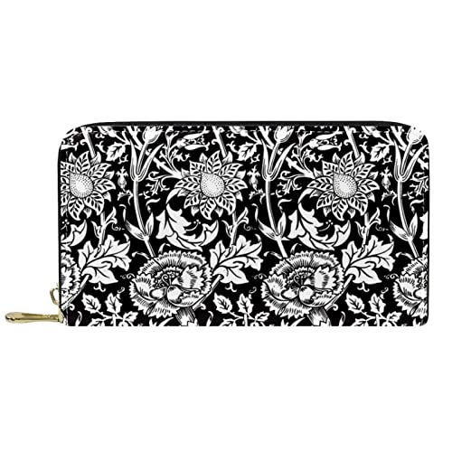 DJNGN Brieftasche Leder Leder Reißverschluss Lange Geldbörse Blume von DJNGN