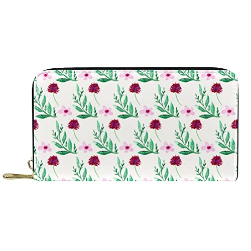 DJNGN Brieftasche Leder Leder Reißverschluss Lange Geldbörse Blumenblume von DJNGN