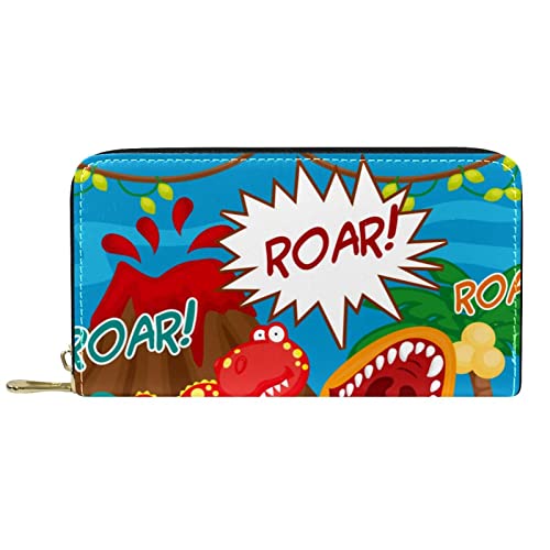 DJNGN Brieftasche Leder Leder Reißverschluss Lange Geldbörse Dinosaurier Ei Kokosnuss von DJNGN