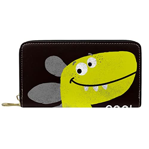 DJNGN Brieftasche Leder Leder Reißverschluss Lange Geldbörse Dinosaurier Tier von DJNGN