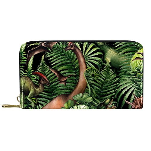 DJNGN Brieftasche Leder Leder Reißverschluss Lange Geldbörse Dinosaurier cool von DJNGN