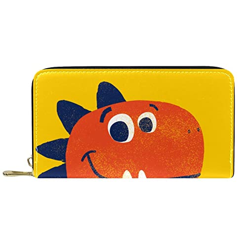 DJNGN Brieftasche Leder Leder Reißverschluss Lange Geldbörse Dinosaurier von DJNGN