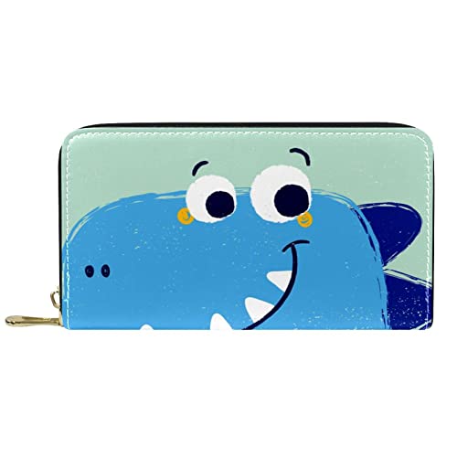 DJNGN Brieftasche Leder Leder Reißverschluss Lange Geldbörse Dinosaurier von DJNGN