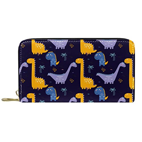 DJNGN Brieftasche Leder Leder Reißverschluss Lange Geldbörse Dinosaurier von DJNGN