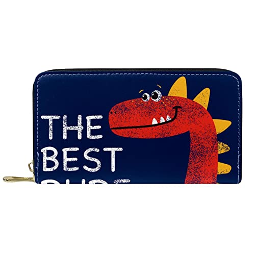 DJNGN Brieftasche Leder Leder Reißverschluss Lange Geldbörse Dinosaurier von DJNGN