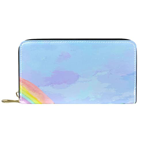 DJNGN Brieftasche Leder Leder Reißverschluss Lange Geldbörse Frühlingslandschaft von DJNGN