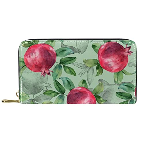 DJNGN Brieftasche Leder Leder Reißverschluss Lange Geldbörse Granatapfel von DJNGN