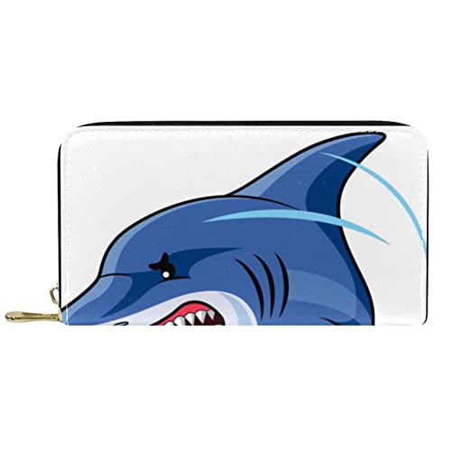 DJNGN Brieftasche Leder Leder Reißverschluss Lange Geldbörse Haifischmuster von DJNGN