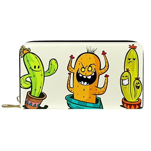 DJNGN Brieftasche Leder Leder Reißverschluss Lange Geldbörse Kaktus von DJNGN