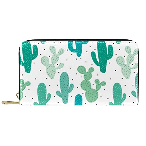 DJNGN Brieftasche Leder Leder Reißverschluss Lange Geldbörse Kaktusmuster von DJNGN