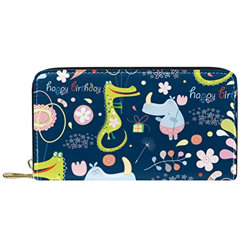 DJNGN Brieftasche Leder Leder Reißverschluss Lange Geldbörse Krokodilleder von DJNGN