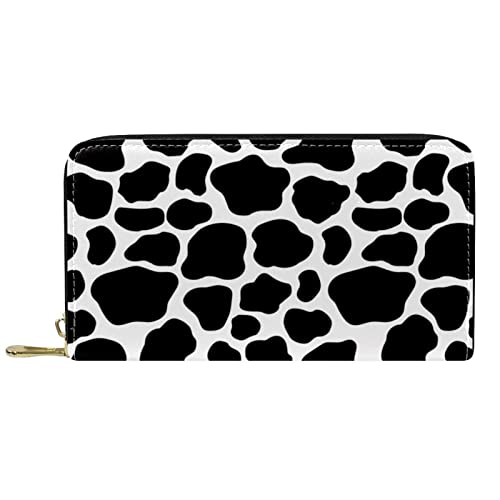 DJNGN Brieftasche Leder Leder Reißverschluss Lange Geldbörse Kuhdruck von DJNGN